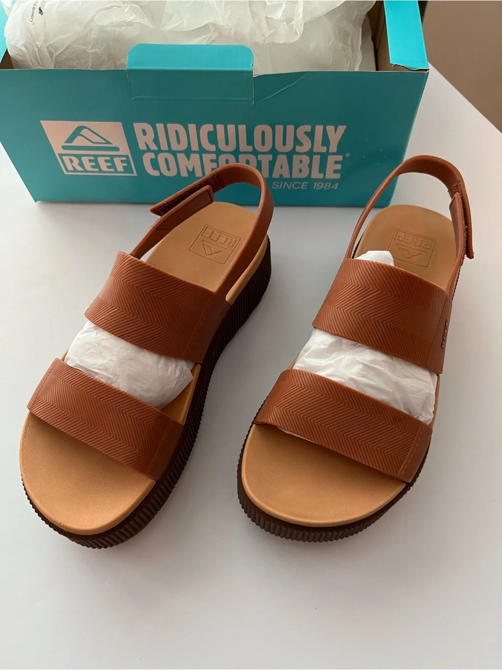 Reef Water Vista High Brown Dual-Strap Platform Sandals - Picture 1 of 10